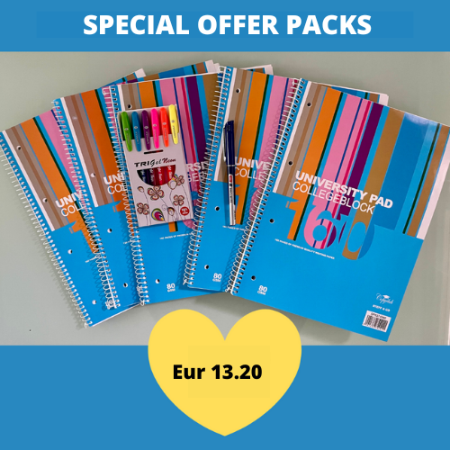 SPECIAL OFFER PACK - 5 Spiral Writing Pads + Gifts - Pack 1