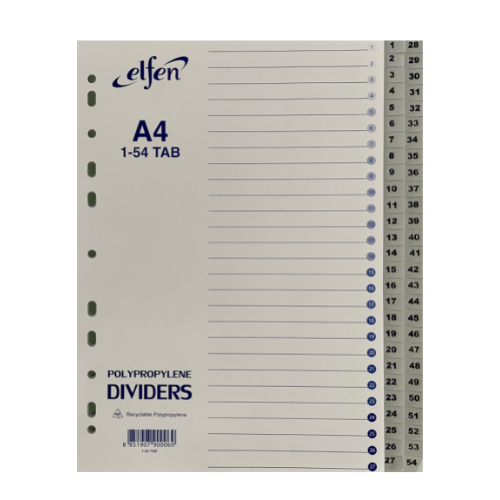 Dividers - Elfen PP Dividers / Separators 1-54